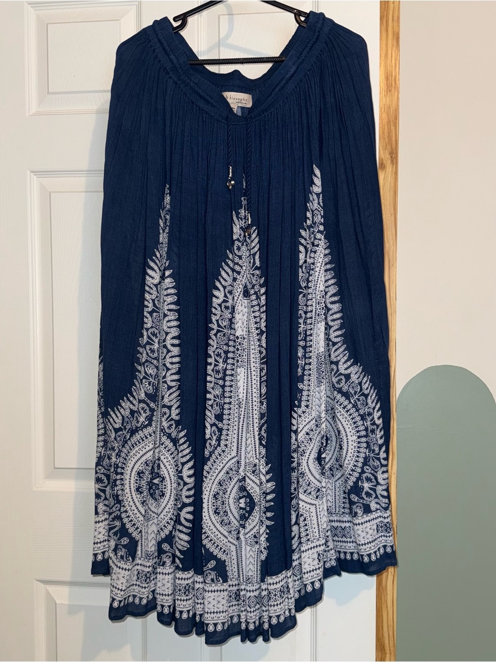 Boho Navy Printed Maxi Skirt